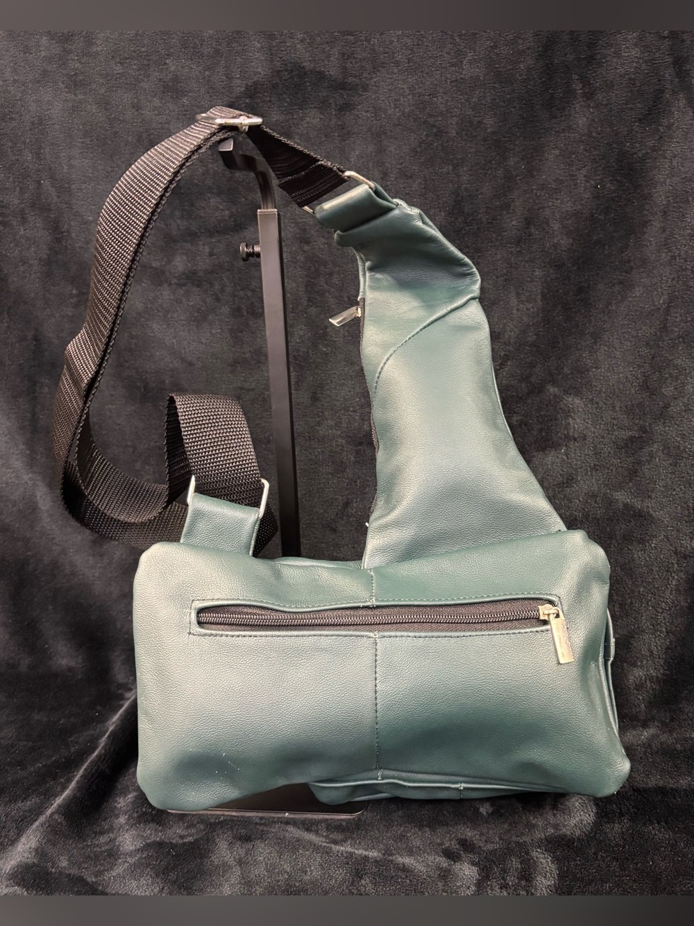 Genuine Leather Teal Crossbody Chest Sling Bag Made in Mexico - Picture 2 of 16